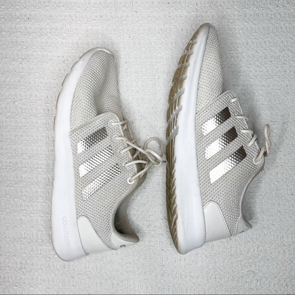 adidas Women's Cloudfoam Qt Racer Sneakers beige Cloud White Platinum 8 - Picture 4 of 10